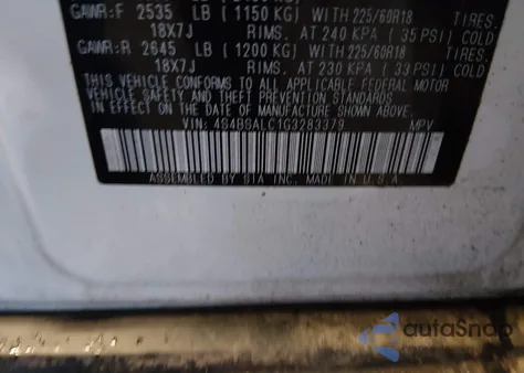 2016 Subaru Outback 2.5I Limited z USA, uszkodzony, nr VIN 4S4BSALC1G3283379